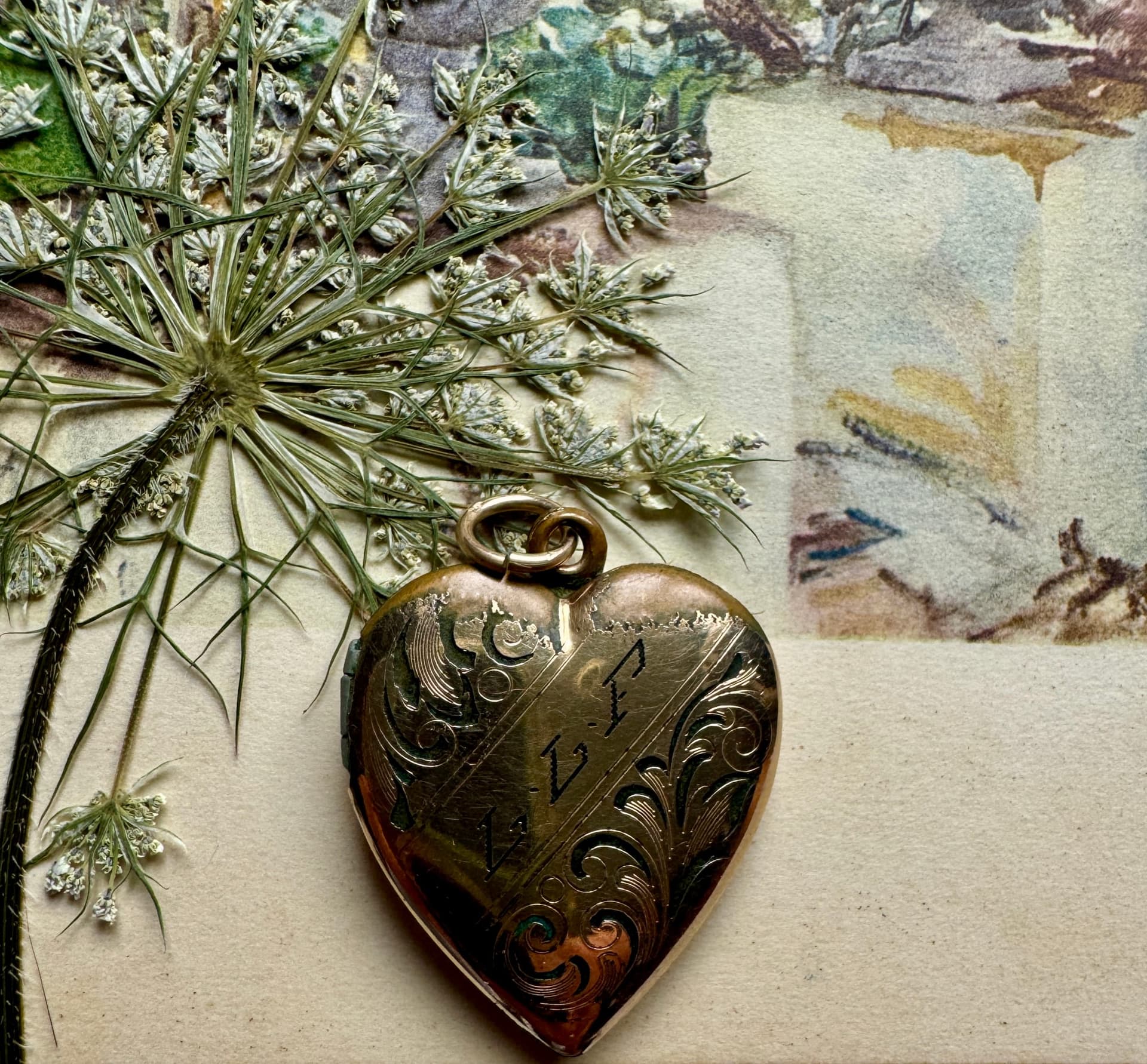 Gold Heart Locket with LLP Engraving